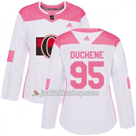 Nainen NHL Ottawa Senators Pelipaita Matt Duchene 95 Adidas 2017-2018 Valkoinen Vaaleanpunainen Fashion Authentic